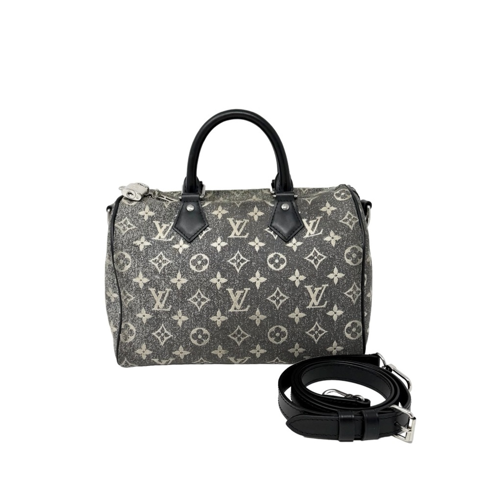 Louis Vuitton Speedy Bandouliere 25 Denim Gray Wash Black Silver Limited Edition